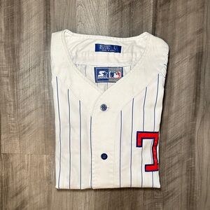 Texas Rangers Starter Vintage Pinstripe Baseball Jersey - Large